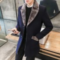 Fur Collar Stand-collar Windbreaker Jacket Men's Business Casual Warm Wool Plus Velvet Coat Mid-length Coat Men's Woolen Coat