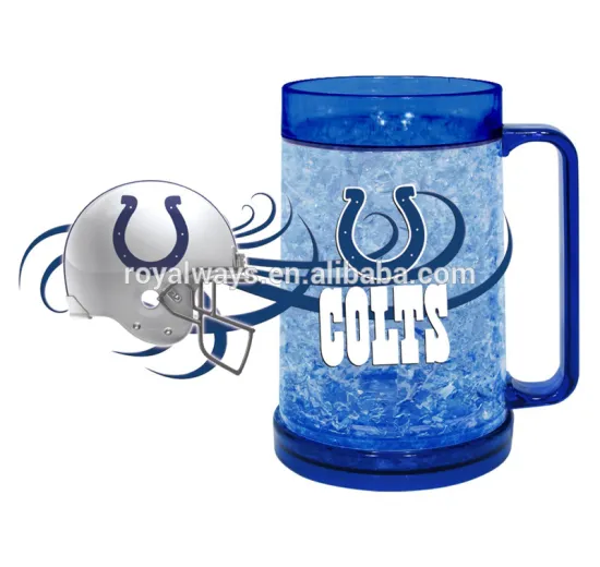 Hand wash plastic double wall crystal frosty freezer mugs