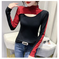 Long-sleeved half-high neck hole bottoming shirt