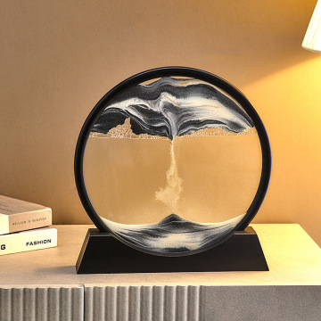 X036 Moving Sand Art Picture Round Glass Sandscape Square Motion Display Flowing Sand Frame Relaxing Desktop Home Office Decor