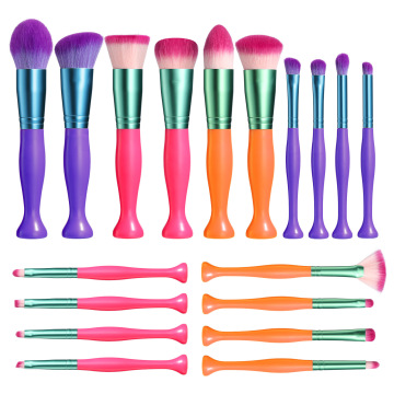 Candy-Colored Makeup Brush Set - 18pcs Soft Aluminum Tube Bristles for Face, Eye & Foundation