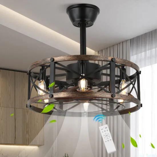 Nordic LED Ceiling Fan with Light - SLYNN White Iron Cover