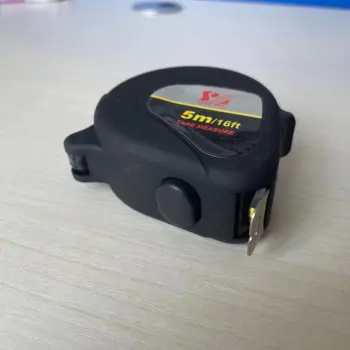 Two button steel tape with velveteen plastic shell