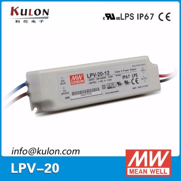 Meanwell constant voltage IP67 rated LPV -20-12 12v 20W led driver