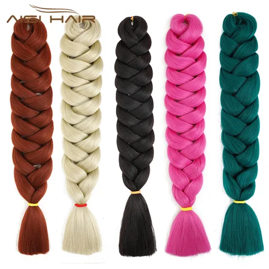 Aisi Hair Top Quality 82 Inch Multi Color Braid Hair Low Temperature Flame Retardant Fiber Braiding Hair Extension For Women