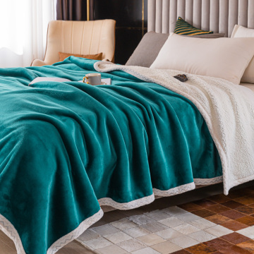 New Lamb Fleece Composite Blanket Monet Green