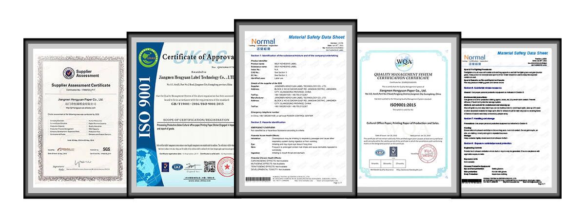 Production Certification of cosmetic stickers