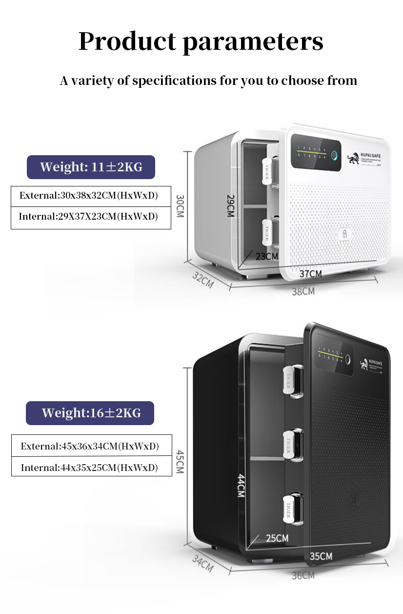 the size of fingerprint safe box