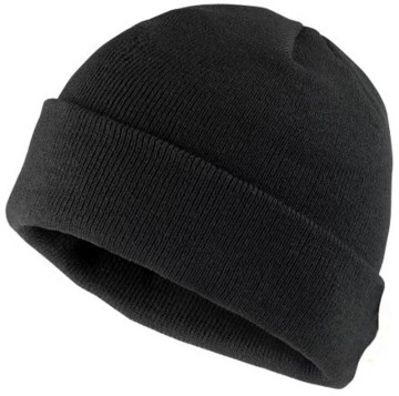 Warm Winter Black Breathable 12GG Merino Wool Knitted Beanie