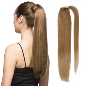 MRSHAIR 24inch 140g long Real Human Hair Ponytail  Extension Brazilian Straight Blonde Human Hair Ponytail Hair Extensions