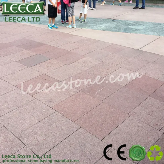 Pedestrian street red granite paving stone
