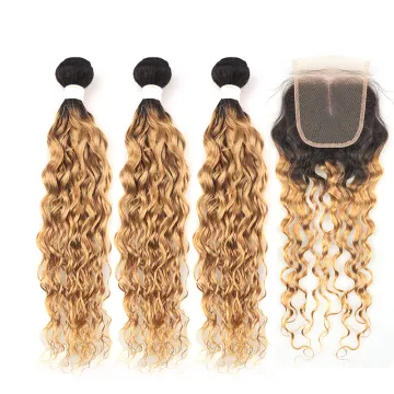 Wholesale Ombre 2 T Colors Hair Bundles With Closure Kinky Curly Wave Hair Extension High Quality Hair From Xuchang