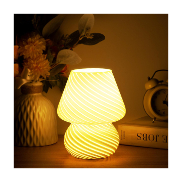 Cute Mushroom Glass Table Lamps for Kids - LOHAS LED Night Lamp for Bedside and Living Room