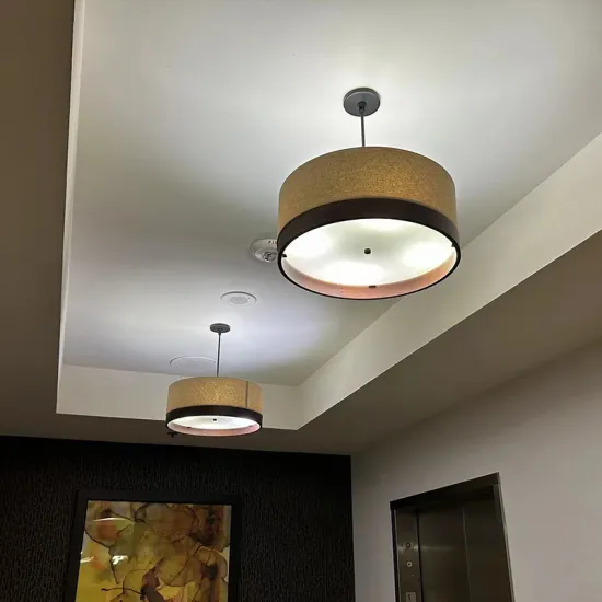 Modern Fabric Pendant Light Drum Shade Brushed Nickel Ceiling Light