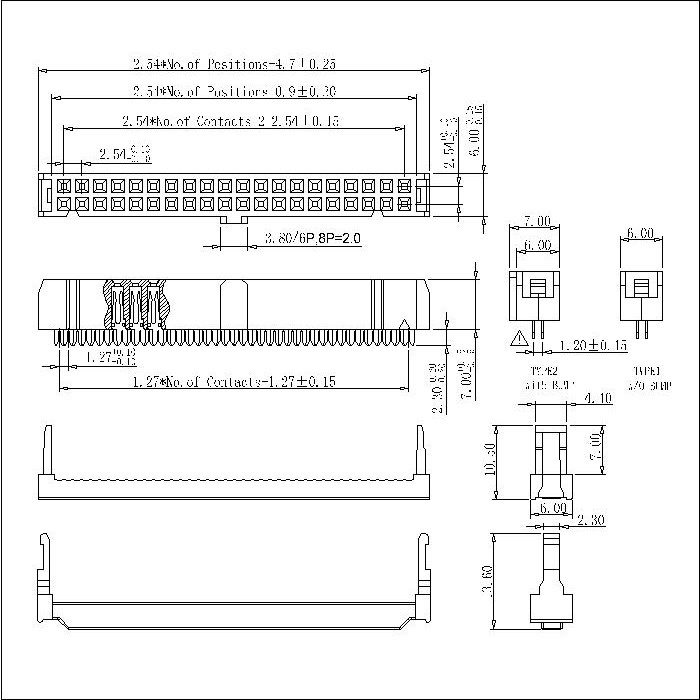 FCDS01 2.54mm IDC Socket+SR Both Side Contact