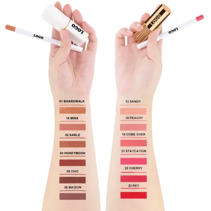 Private Label Vegan Matte Lipstick and Lipliner Kit - Waterproof Brown