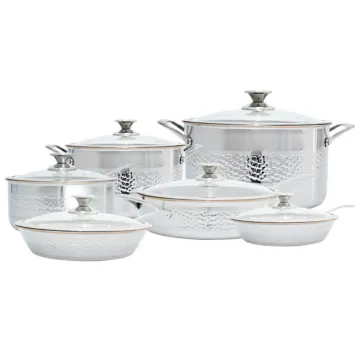 Hammered Stainless Steel Cookware Set 12Pc 5 Ply Copper Core Pots and Pans for Kitchen Cooking