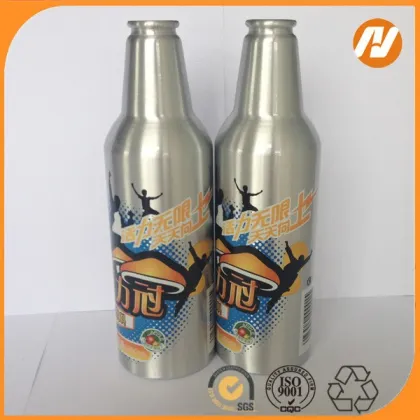 Metal printing empty clear beer bottles