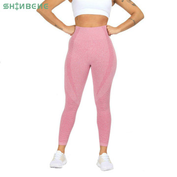 SHINBENE Seamless High Waist Athletic Gym Sport Leggings Women Tummy Control Workout Fitness Tights Flexible Nylon Yoga Pants