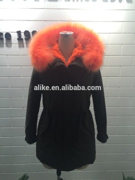 lady color fur hot pink coor multi color parka