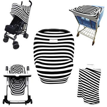 Black Stripe Nursing Scarf: Stretchy Breastfeeding Canopy for Infant Strollers and Car Seats