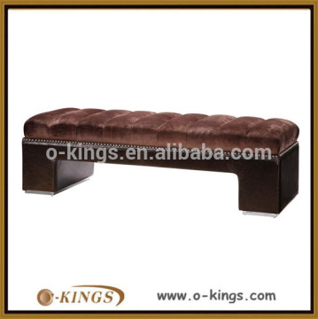 custom made wooden velvet fabric bench