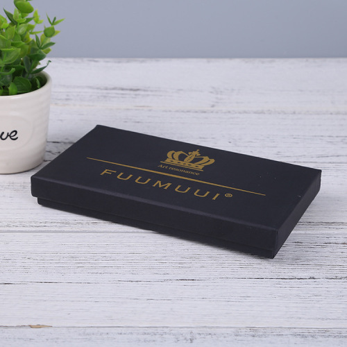 Luxury Gold Logo Black Paper Box Slips Packaging