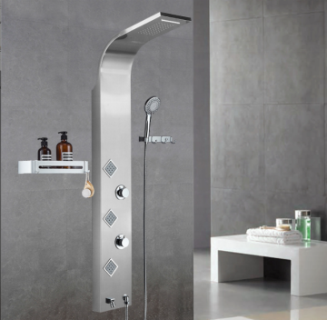 Colonna del soffitta con pioggia termostatica in acciaio inossidabile con finitura spazzolata in nichel