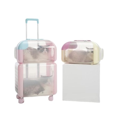 Transparent Portable Pet Trolley Case for Cats - Large Capacity Travel Bag