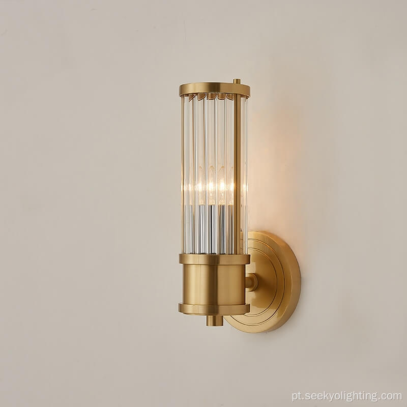 Iluminação de vidro brilhante lâmpadas de parede de cobre modernas