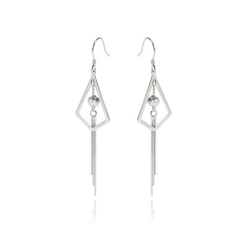 Silver 925 Geometric Statement Earrings Tassel Earrings