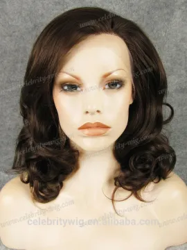 Celebrity wig medium length natural color lace front hair synthetic lace wig