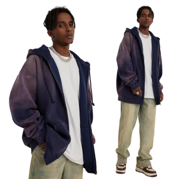 Custom Color Logo Oversized Cotton Full Zip Up Hoodies for Men