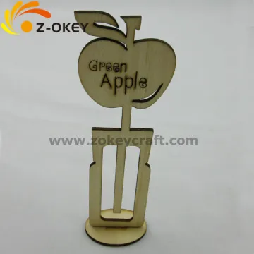 2015 hot Wood 3D ornaments with apple shape carved wood ornament