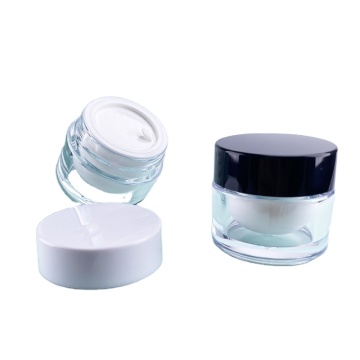 10ml Double Wall PET Jar with Black Lids for Skin Care Creams