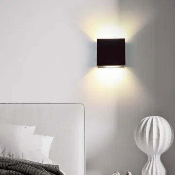 LED Up and Down Wall Lights 20W 6000K Waterproof Square Black Porch Lights for Courtyards
