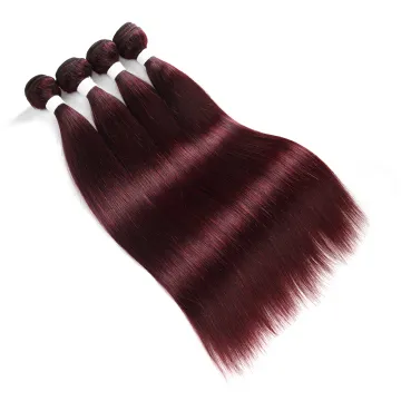 RuiMei Wholesale Best Sale Hair 8A 100% Cuticle Aligned Human Hair Extensions Red Color 99J Bundles With Closure Hair Waeving