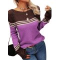 Women Autumn Winter Colorblock Pullover