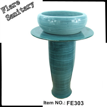 dark green solid surface bathroom free standing pedestal basin