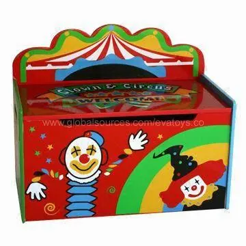 Multifunction wooden toy box with cute printing/storage box/wooden toy box/toy box, eco-friendly