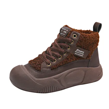 2023 Women's High Top Plush Thick Soled Breathable Winter Walking Shoes
