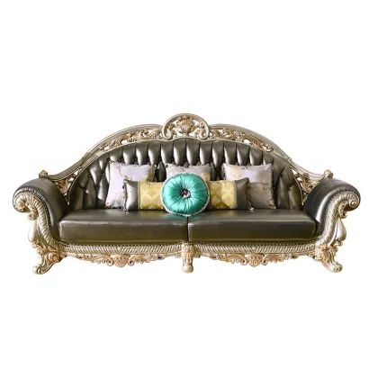 luxury imperial sectional blue Leather Sofa for living room