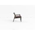 Solid wood frame with rattan weaving backrest chair