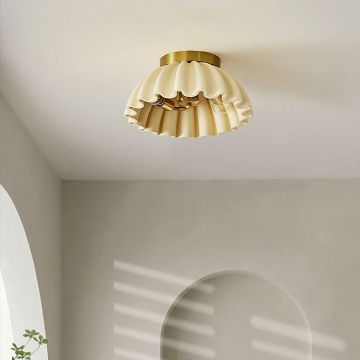 Modern Luxury Cream LED Ceiling Lamp with Remote Control for Living Room