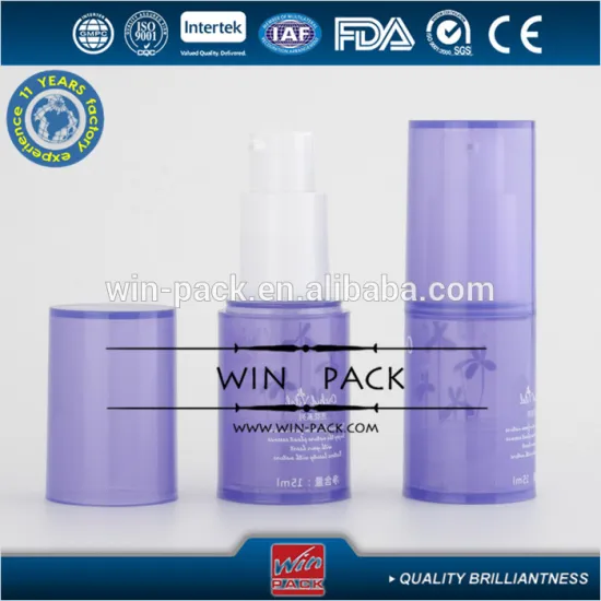 15ML PP airless bottle, purple airless lotion bottle,top quality airless bottle