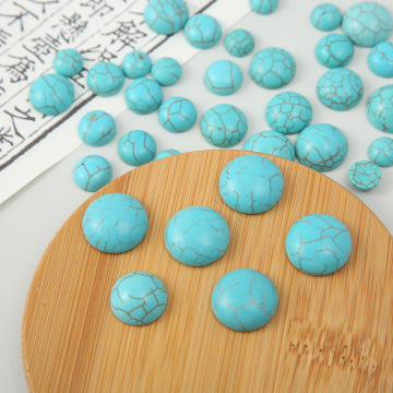 Synthetic Turquoise Round Flat Ring Face Loose Stones
