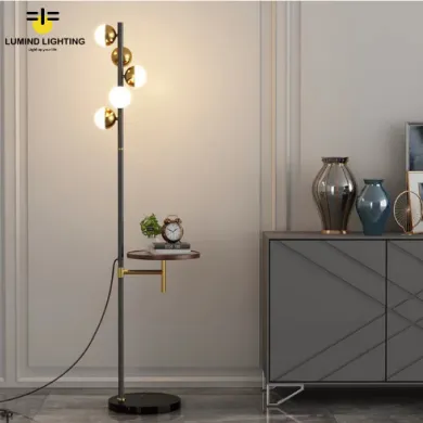 Wireless Charging Luxury Coffee Table with Vertical Desk Lamp and Floor Lamp