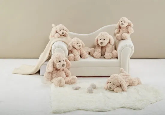 Lovely Beige/Grey Plush Dog Toy Stuffed Puppy Toy for Babies