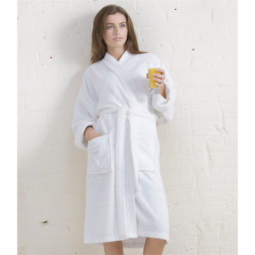 White Cotton Bathrobe White Women Spa/Home Bathrobe Custom Logo Factory