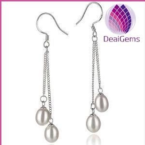 2015 latest fashion 925 sterling freshwater A 6-7cm pearl earring
